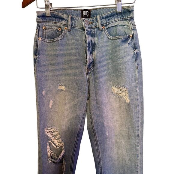 BDG Urban Outfitters Slim Straight Classic Distressed Hidden Button Fly Jeans 26 - Picture 3 of 13